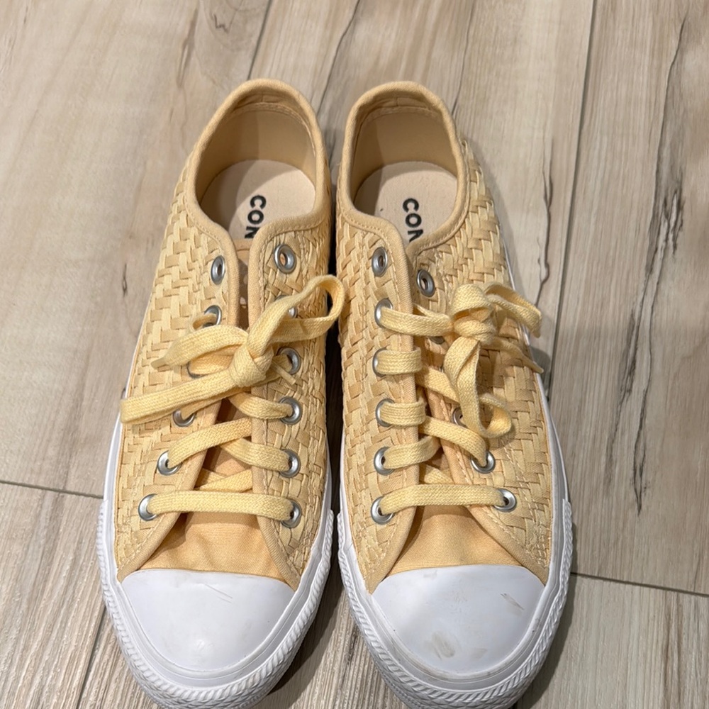 Converse Yellow Woven Sneakers Basketweave yellow unique converse sneakers size9